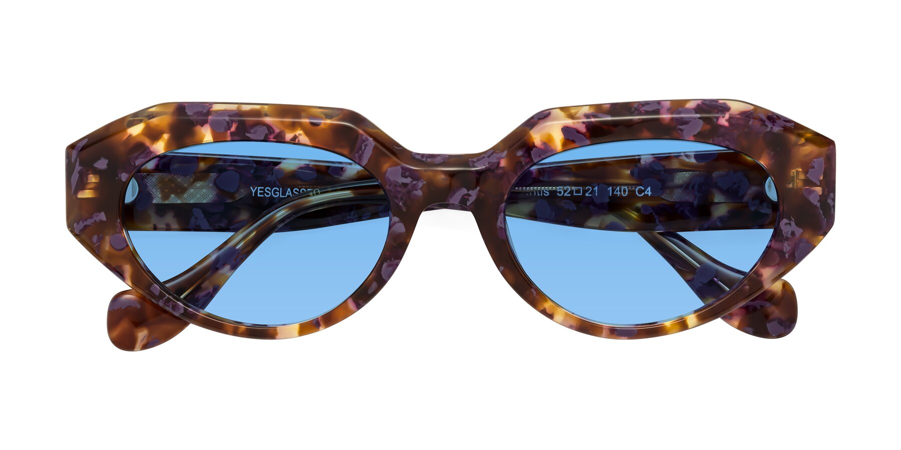 Folded Front of Vantis in Fall Floral with Medium Blue Tinted Lenses