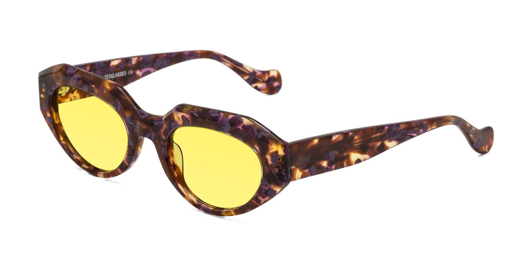 Angle of Vantis in Fall Floral with Medium Yellow Tinted Lenses