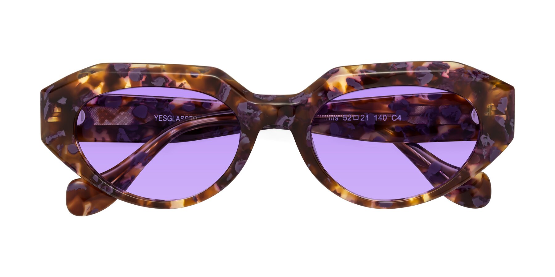 Folded Front of Vantis in Fall Floral with Medium Purple Tinted Lenses