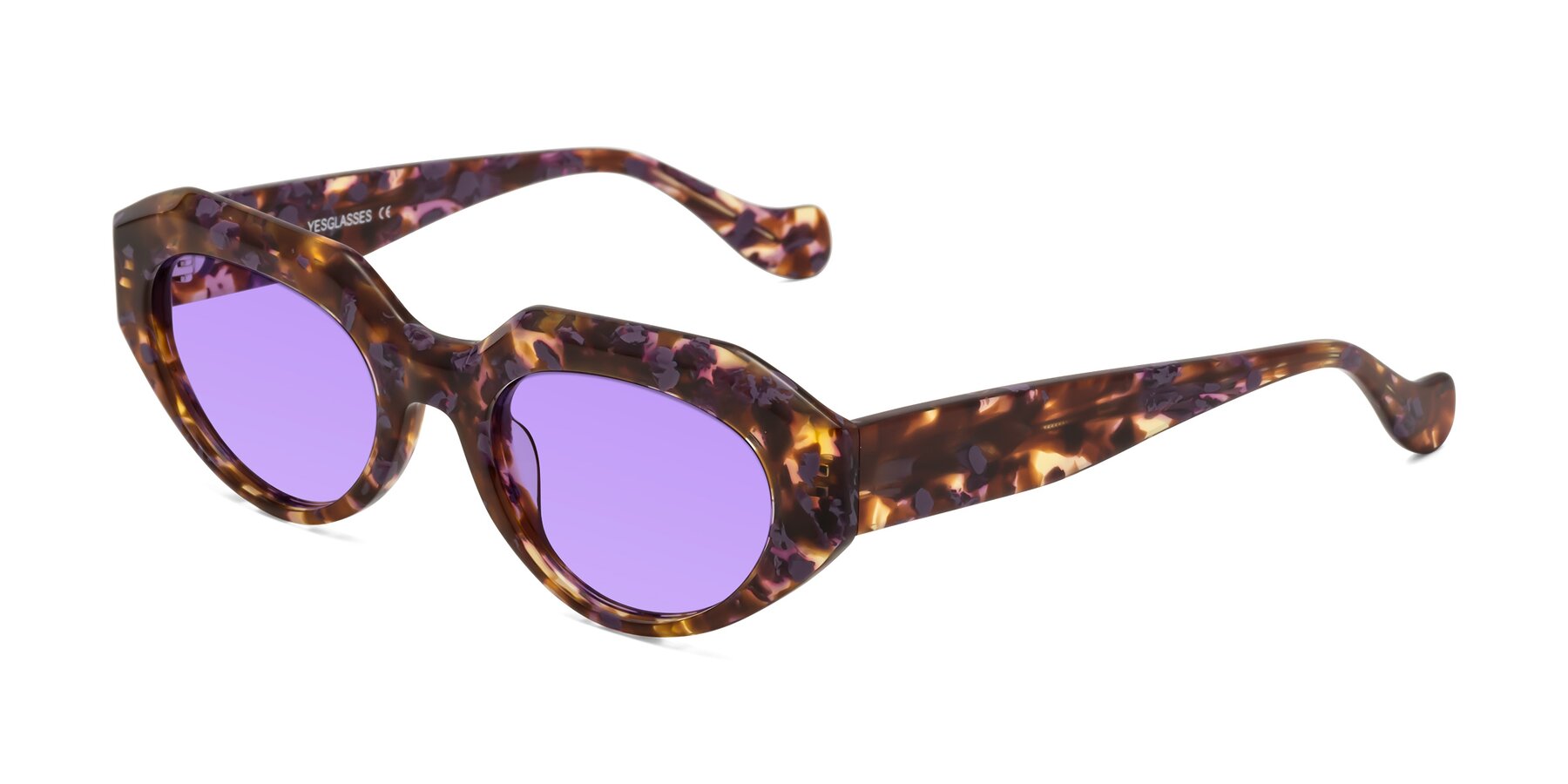 Angle of Vantis in Fall Floral with Medium Purple Tinted Lenses