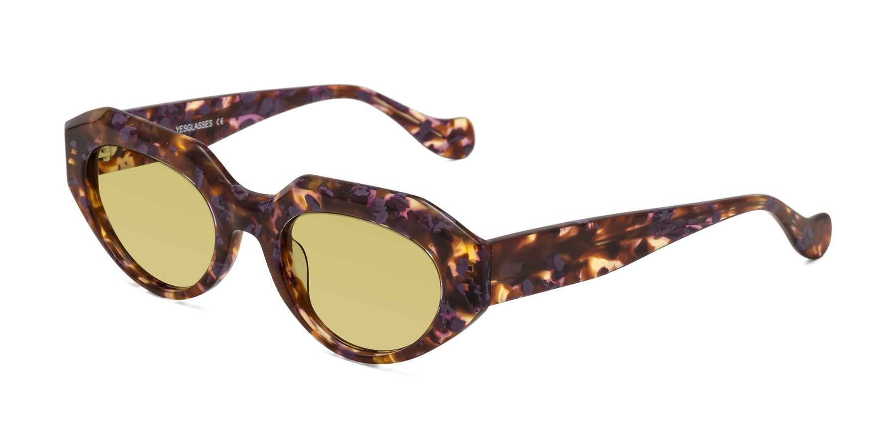 Angle of Vantis in Fall Floral with Medium Champagne Tinted Lenses