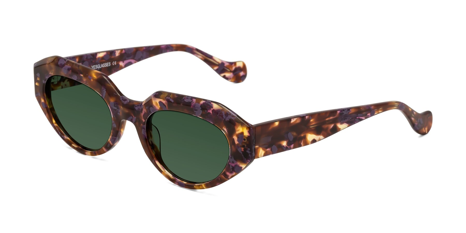 Angle of Vantis in Fall Floral with Green Tinted Lenses