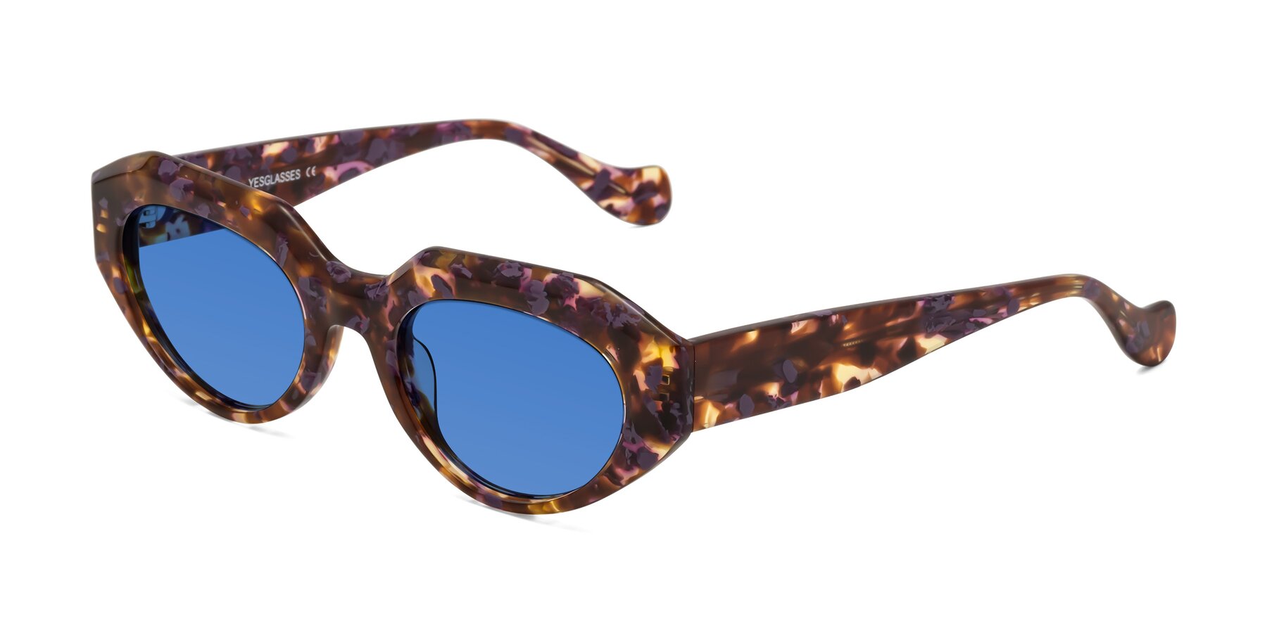 Angle of Vantis in Fall Floral with Blue Tinted Lenses