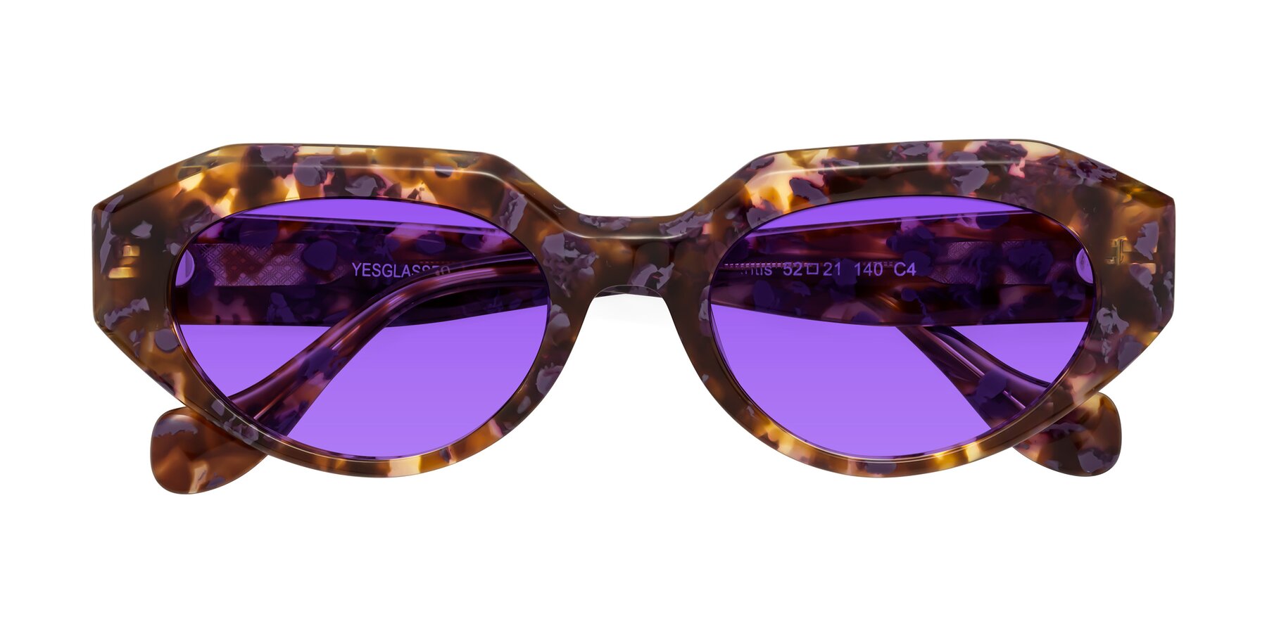 Folded Front of Vantis in Fall Floral with Purple Tinted Lenses