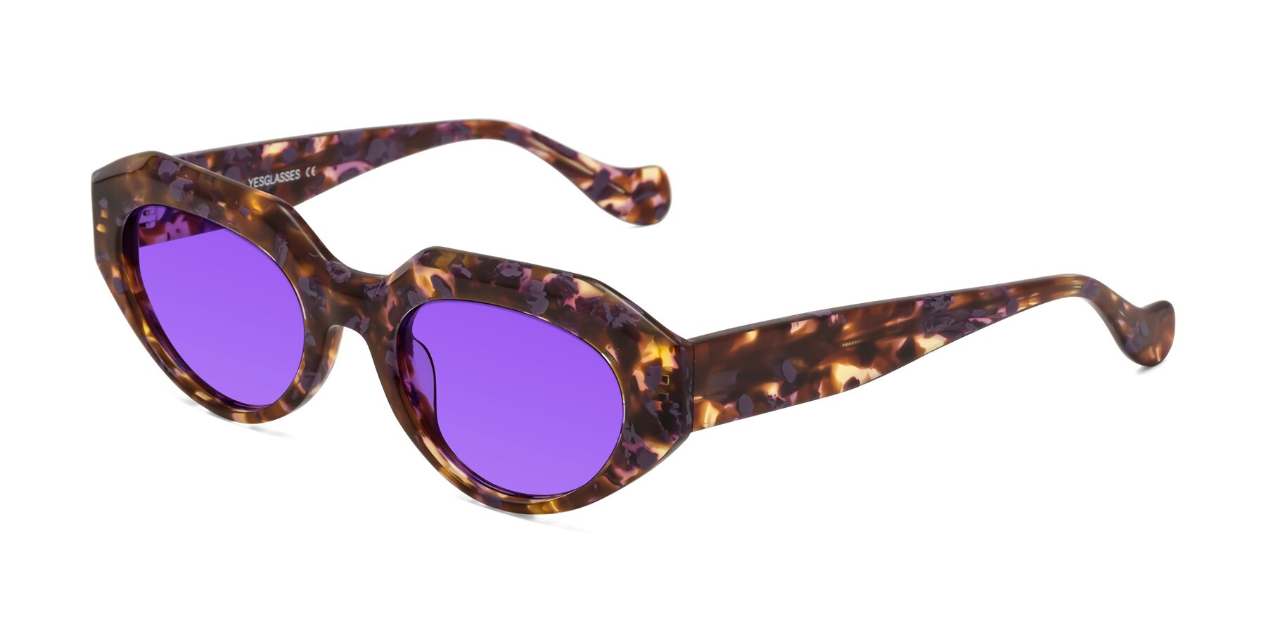 Angle of Vantis in Fall Floral with Purple Tinted Lenses