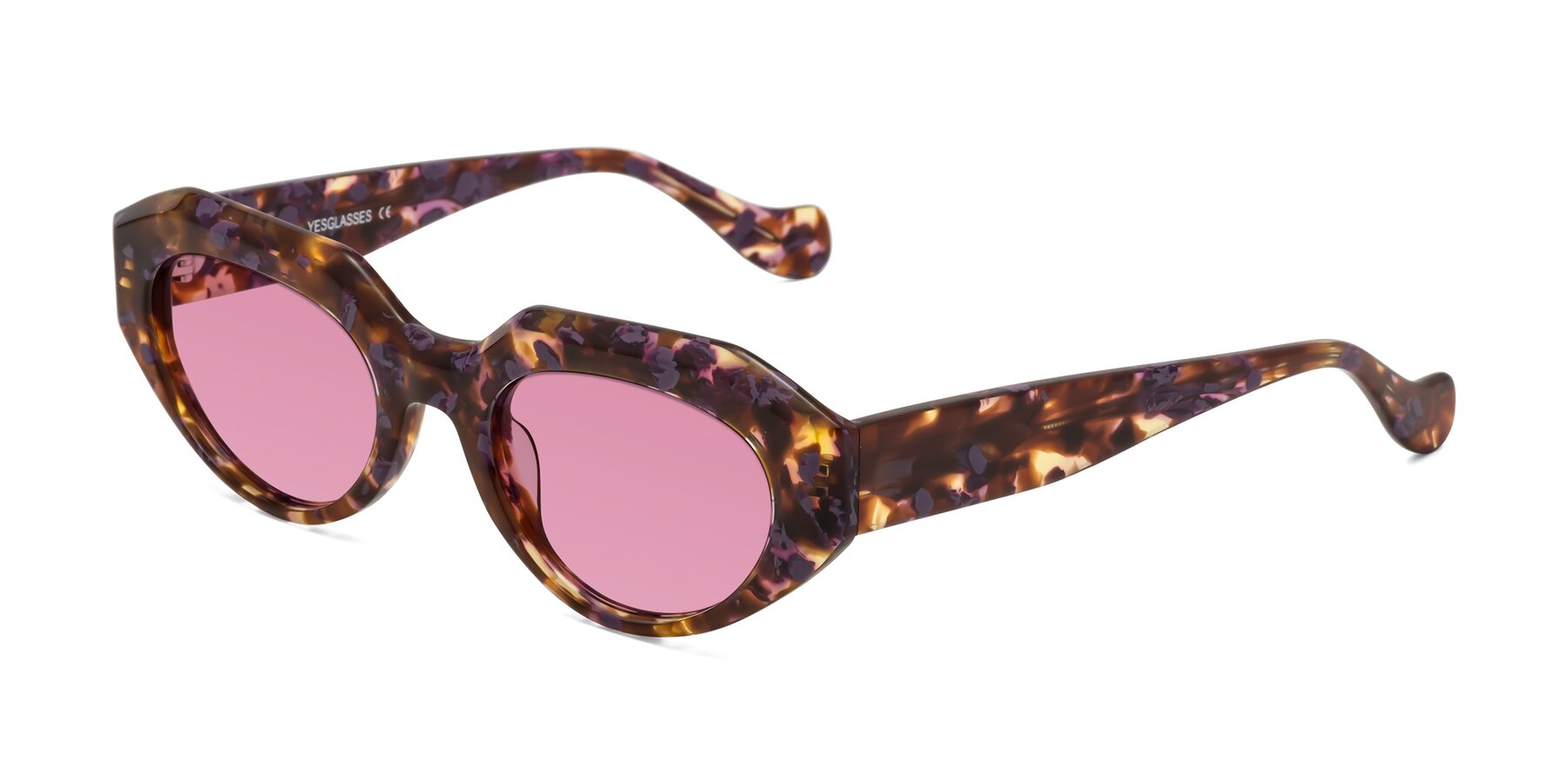 Angle of Vantis in Fall Floral with Medium Wine Tinted Lenses