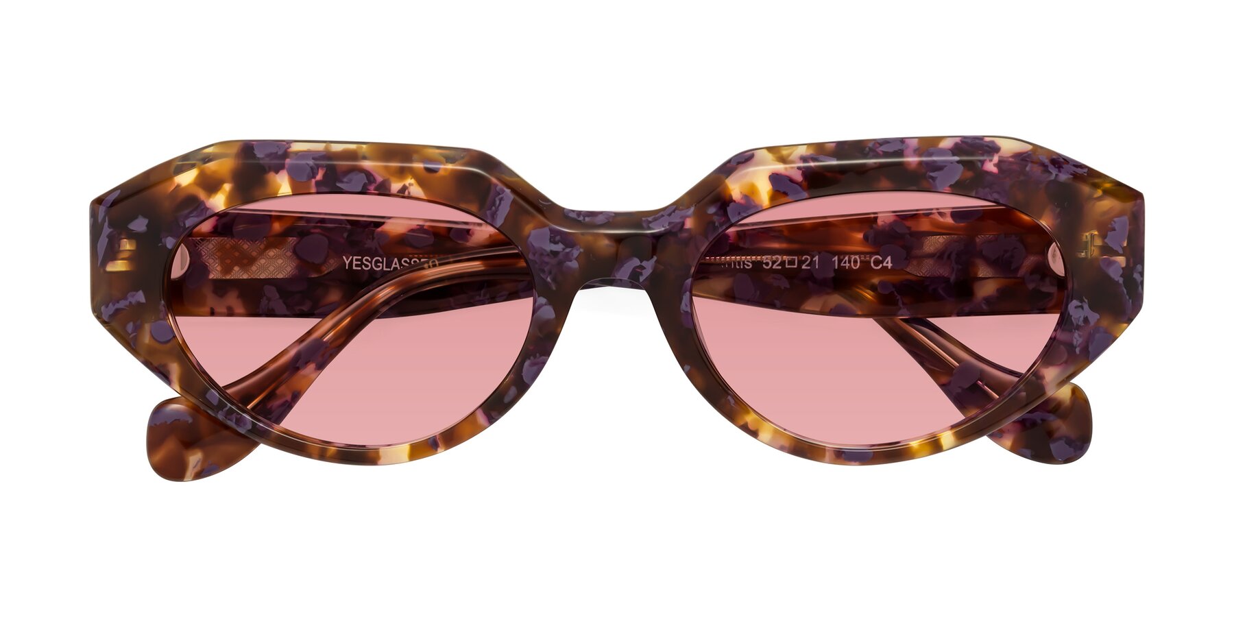 Folded Front of Vantis in Fall Floral with Medium Garnet Tinted Lenses