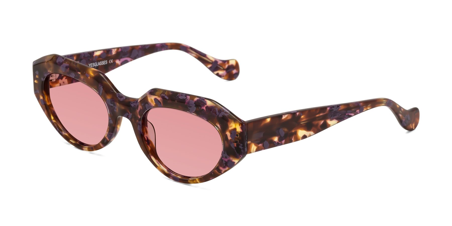 Angle of Vantis in Fall Floral with Medium Garnet Tinted Lenses