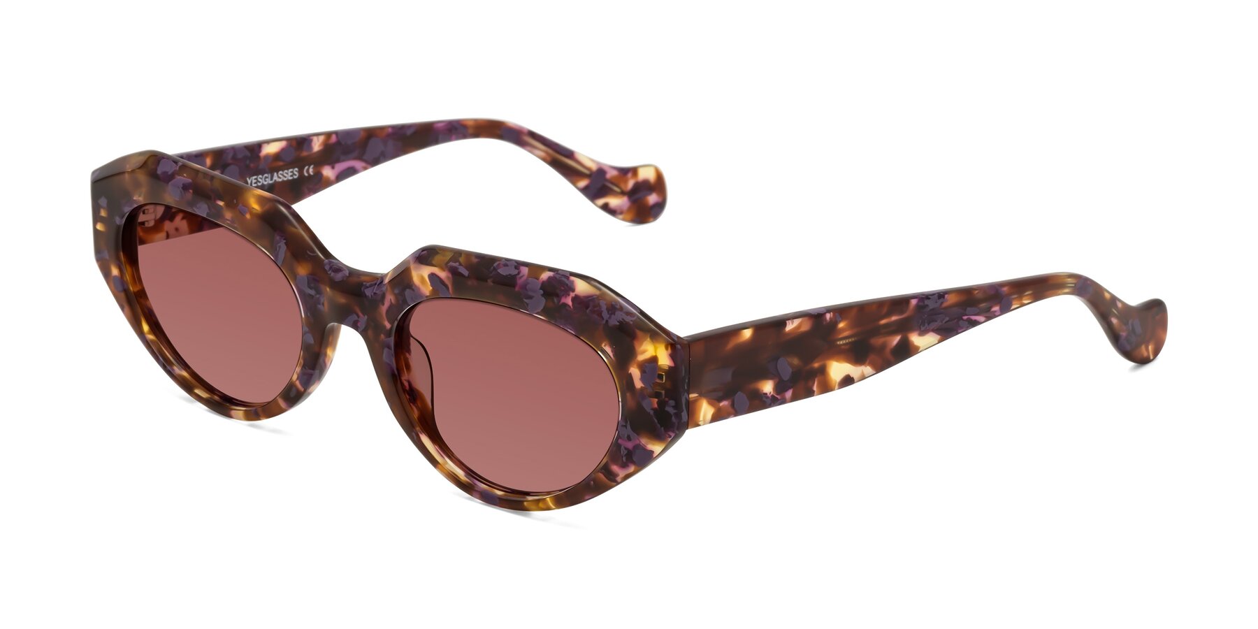 Angle of Vantis in Fall Floral with Garnet Tinted Lenses