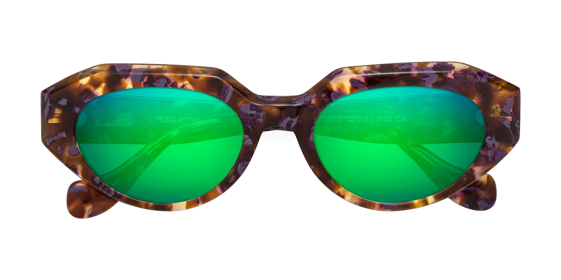 Folded Front of Vantis in Fall Floral with Green Mirrored Lenses