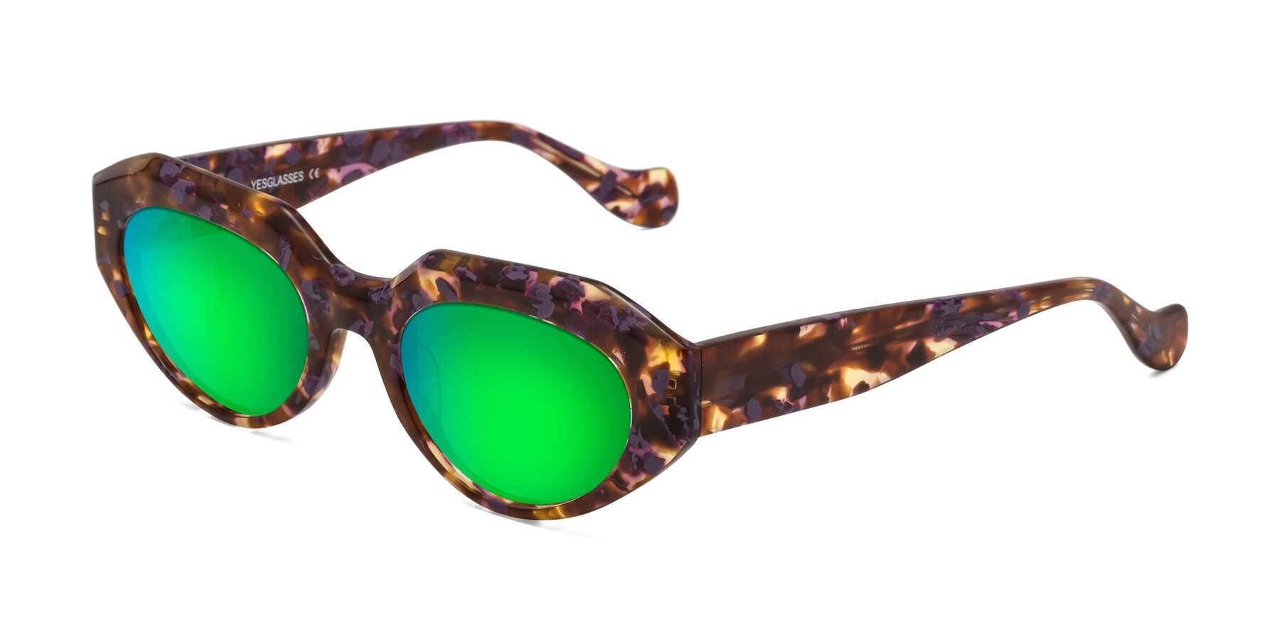 Angle of Vantis in Fall Floral with Green Mirrored Lenses