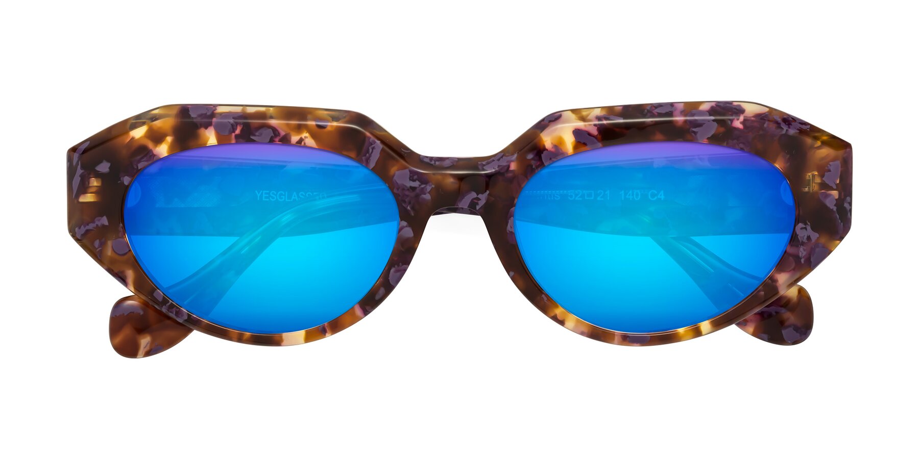 Folded Front of Vantis in Fall Floral with Blue Mirrored Lenses