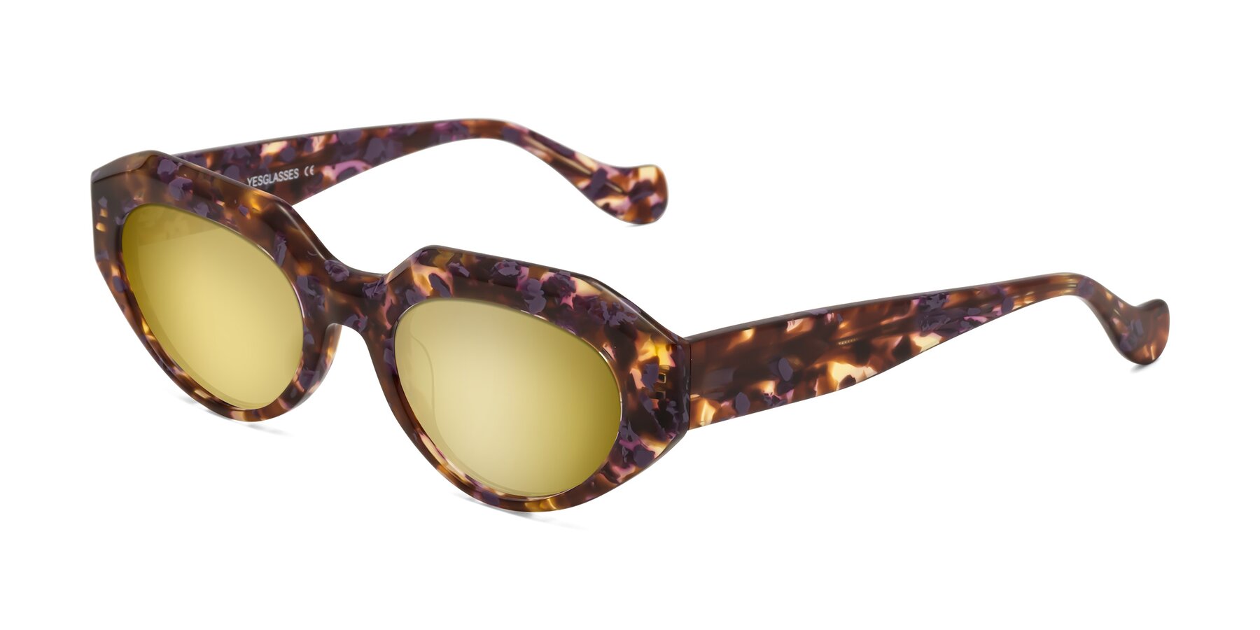 Angle of Vantis in Fall Floral with Gold Mirrored Lenses