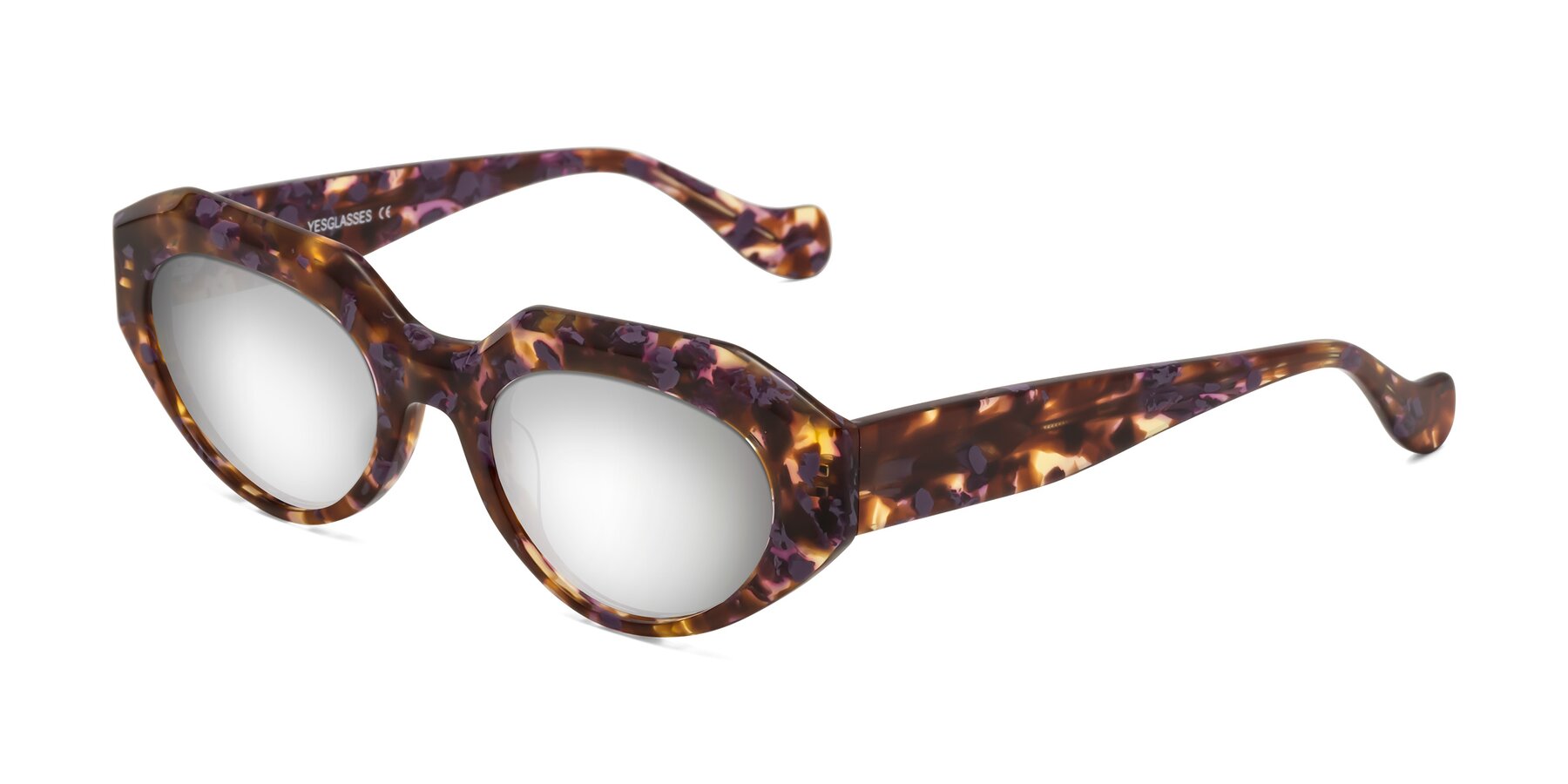 Angle of Vantis in Fall Floral with Silver Mirrored Lenses