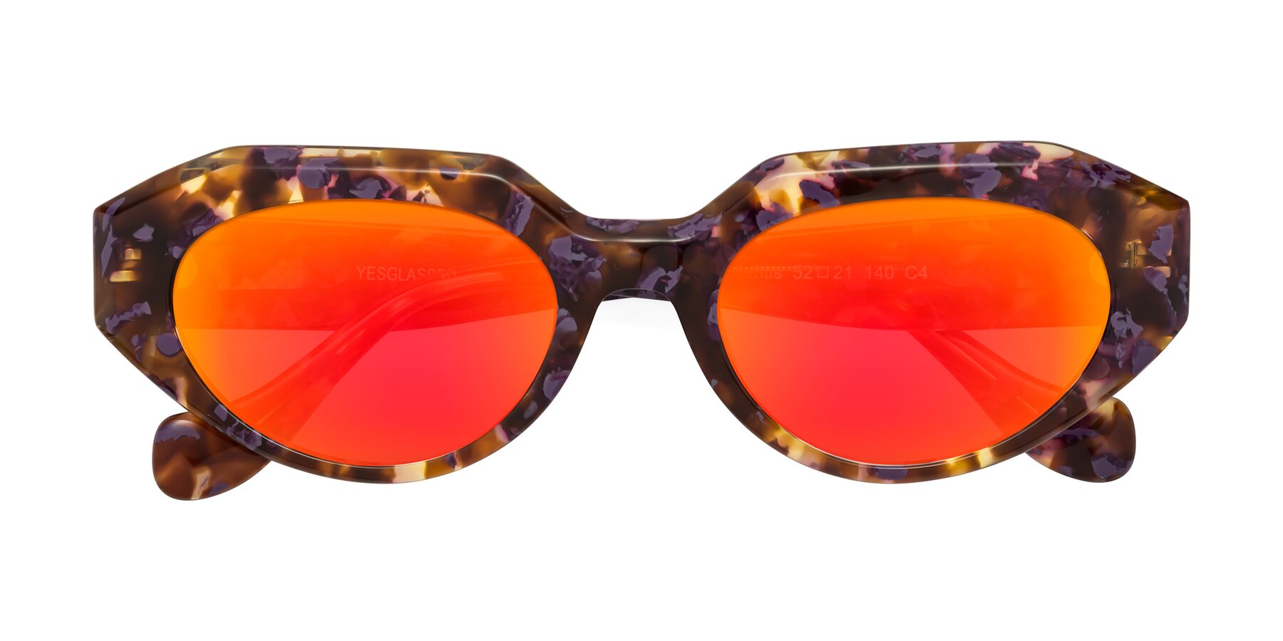 Folded Front of Vantis in Fall Floral with Red Gold Mirrored Lenses