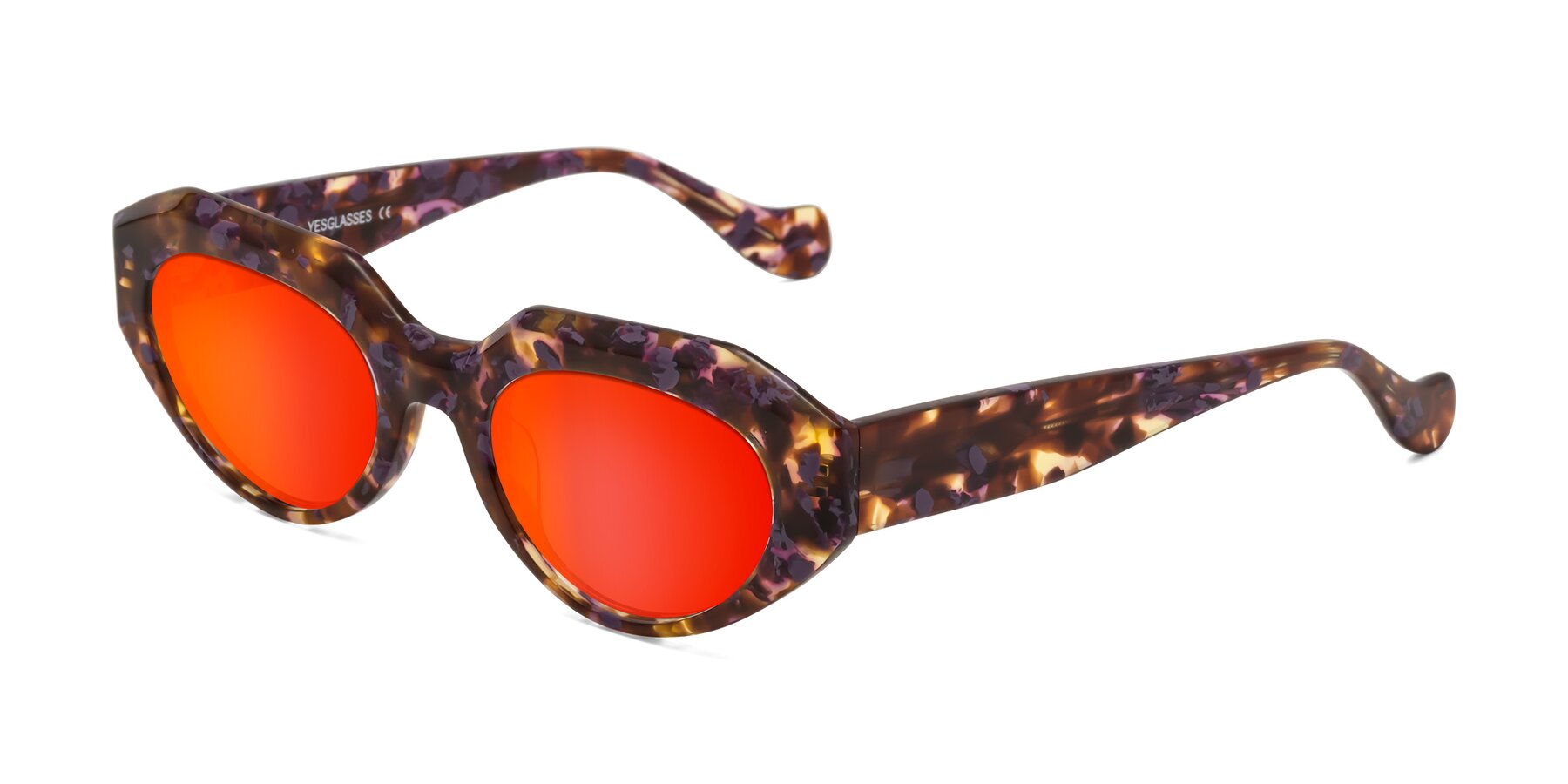 Angle of Vantis in Fall Floral with Red Gold Mirrored Lenses