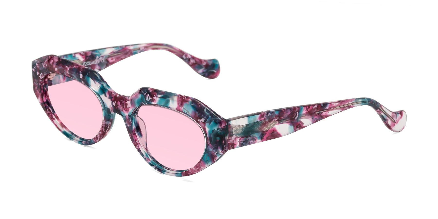 Angle of Vantis in Spring Floral with Light Pink Tinted Lenses