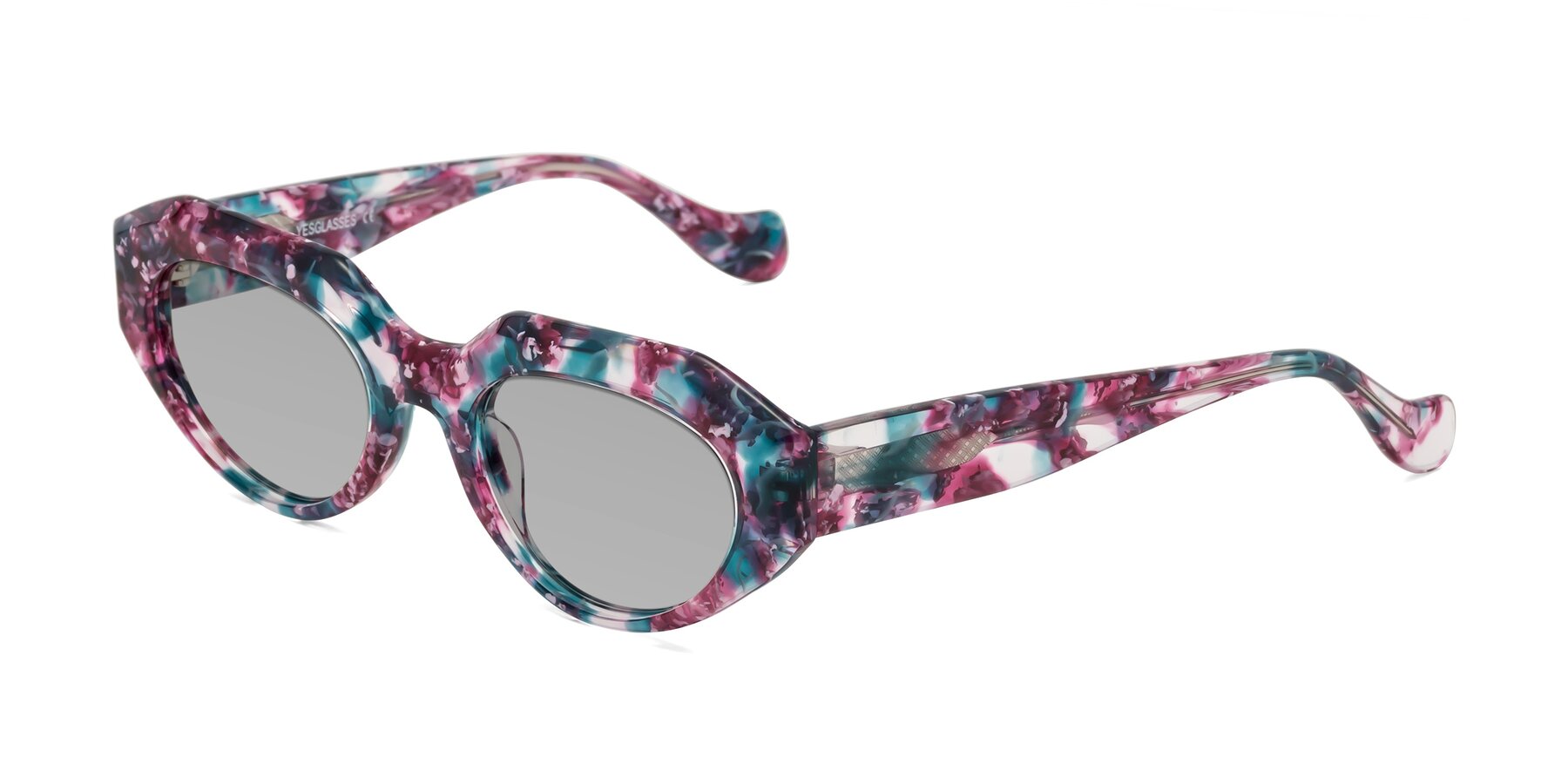 Angle of Vantis in Spring Floral with Light Gray Tinted Lenses