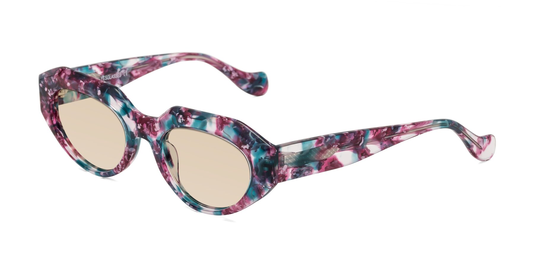 Angle of Vantis in Spring Floral with Light Brown Tinted Lenses