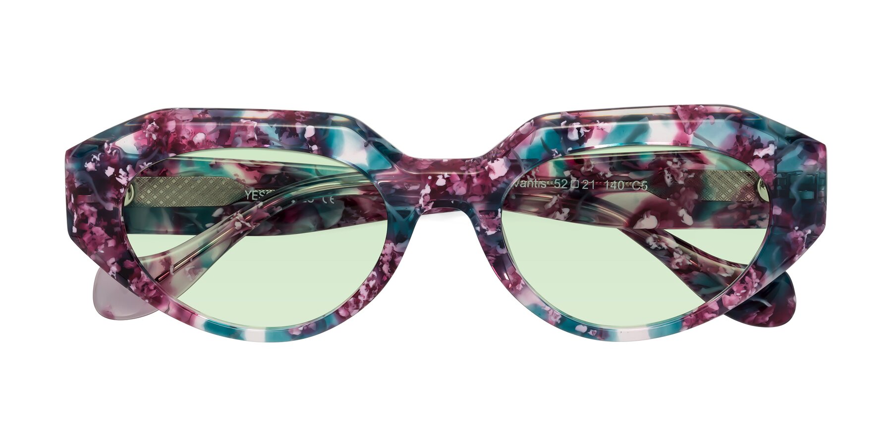 Folded Front of Vantis in Spring Floral with Light Green Tinted Lenses