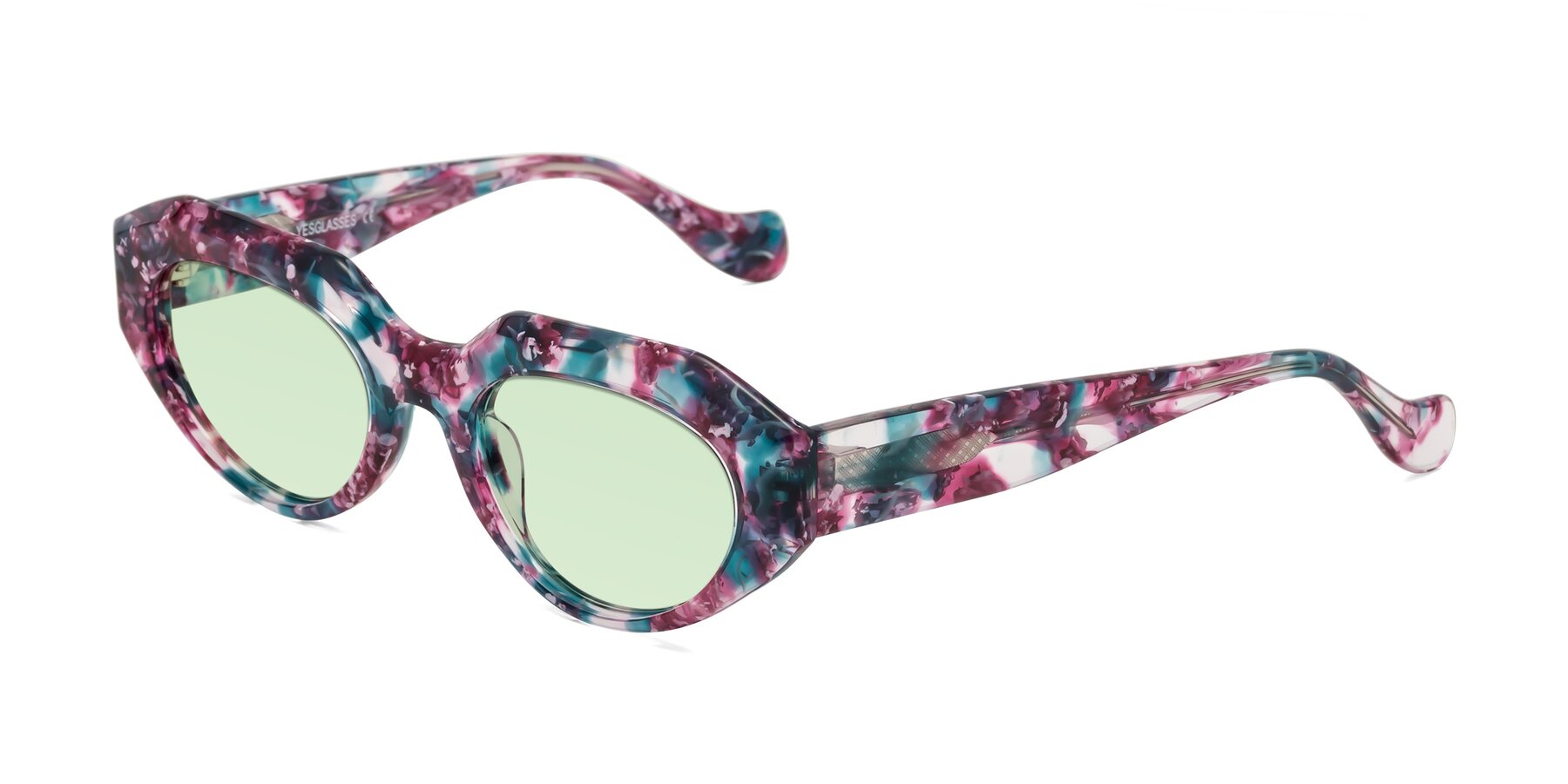 Angle of Vantis in Spring Floral with Light Green Tinted Lenses