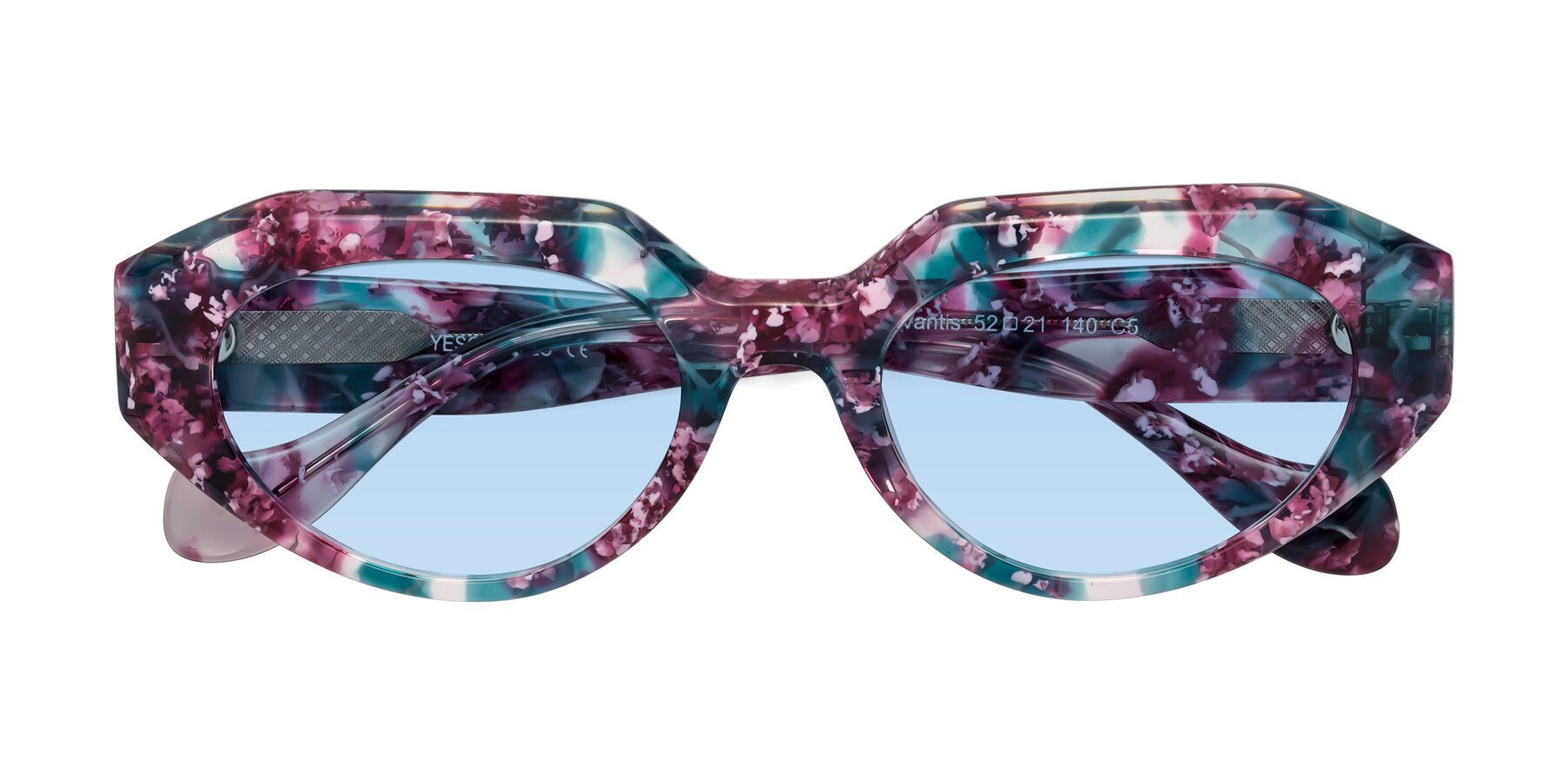Folded Front of Vantis in Spring Floral with Light Blue Tinted Lenses