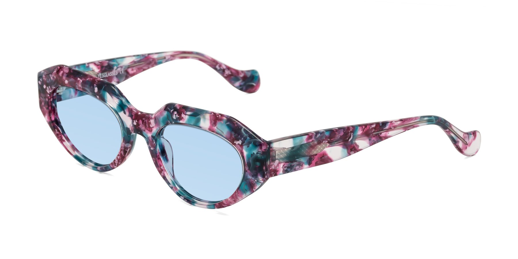 Angle of Vantis in Spring Floral with Light Blue Tinted Lenses