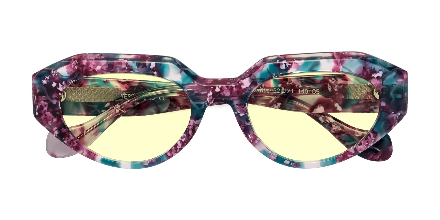 Folded Front of Vantis in Spring Floral with Light Yellow Tinted Lenses