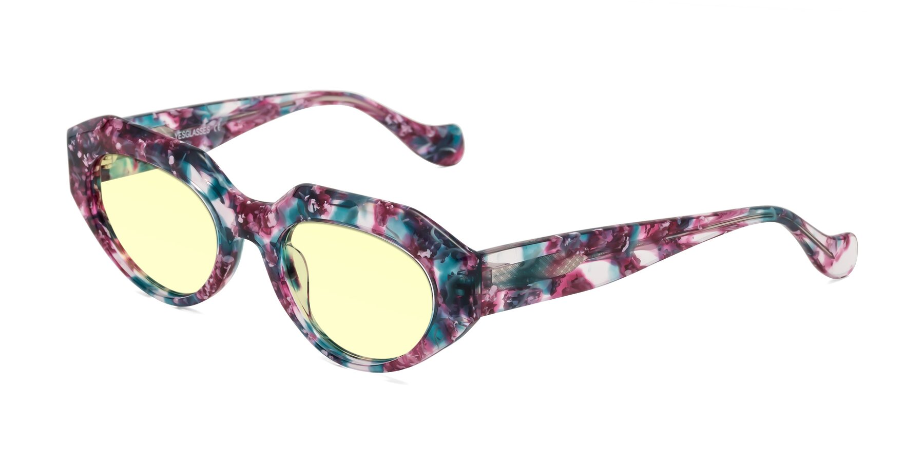 Angle of Vantis in Spring Floral with Light Yellow Tinted Lenses