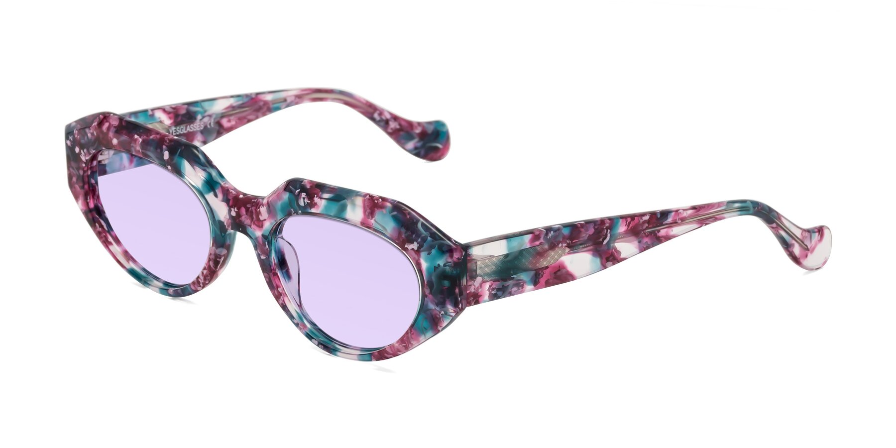 Angle of Vantis in Spring Floral with Light Purple Tinted Lenses