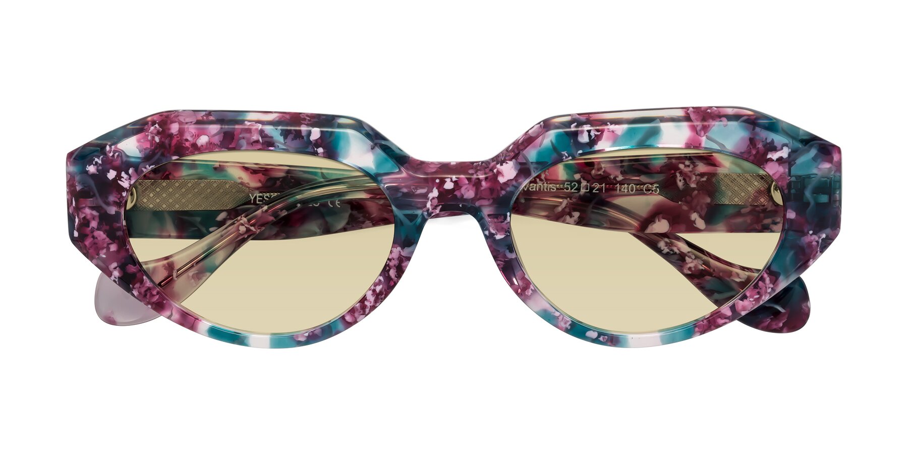 Folded Front of Vantis in Spring Floral with Light Champagne Tinted Lenses