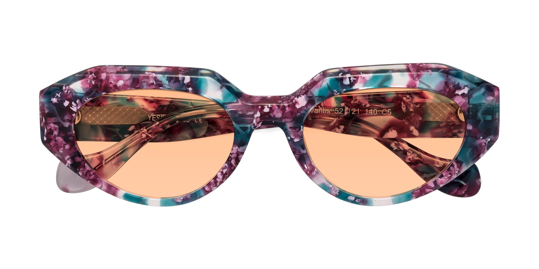 Folded Front of Vantis in Spring Floral with Light Orange Tinted Lenses