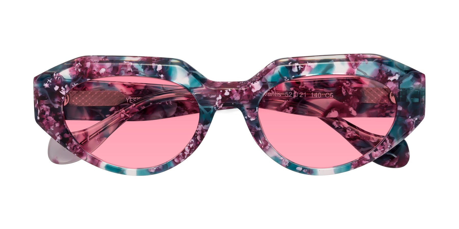 Folded Front of Vantis in Spring Floral with Pink Tinted Lenses