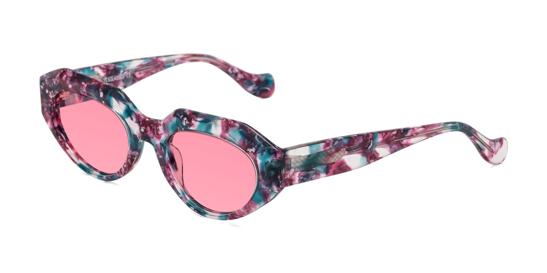 Angle of Vantis in Spring Floral with Pink Tinted Lenses