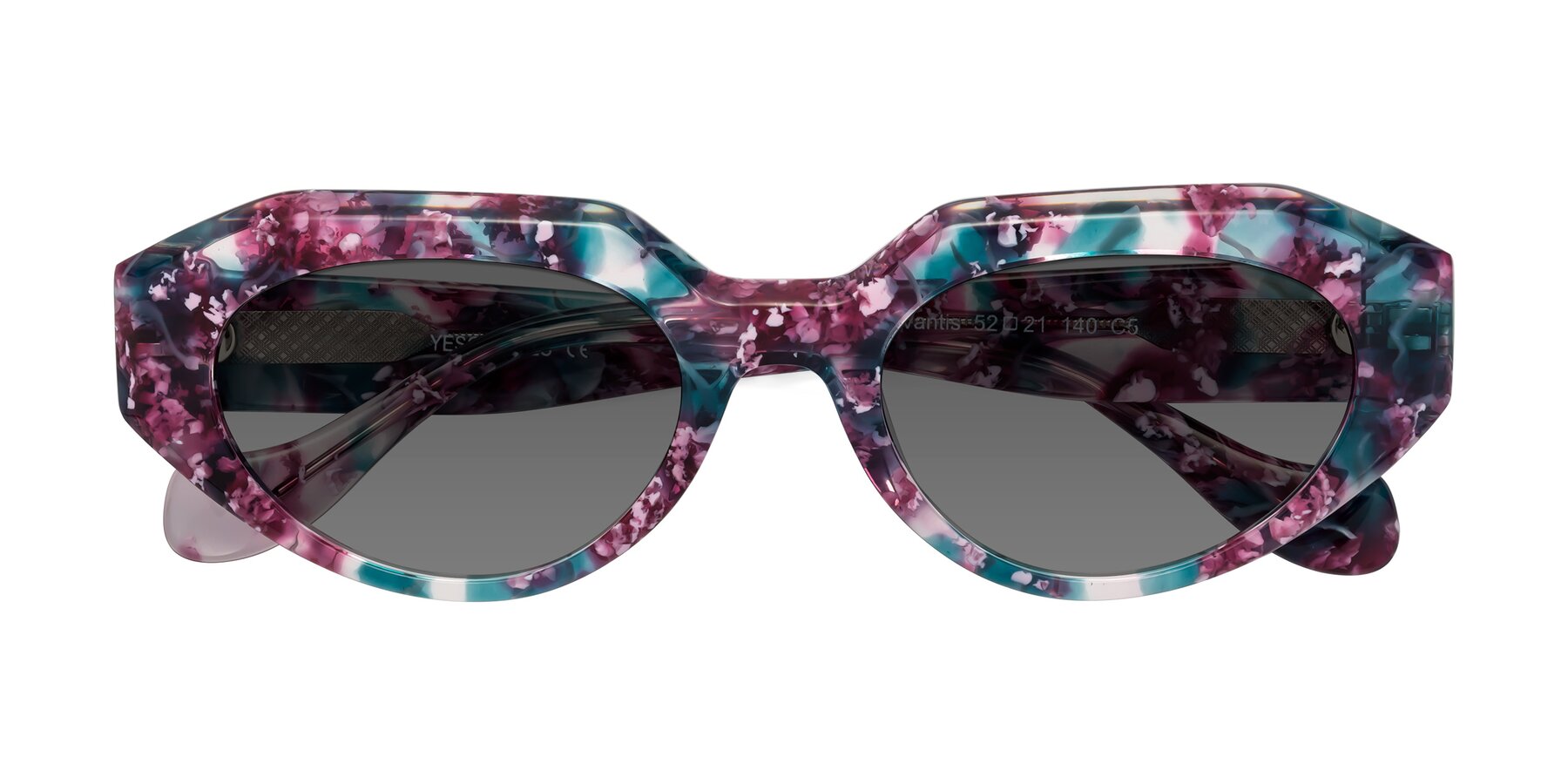 Folded Front of Vantis in Spring Floral with Medium Gray Tinted Lenses