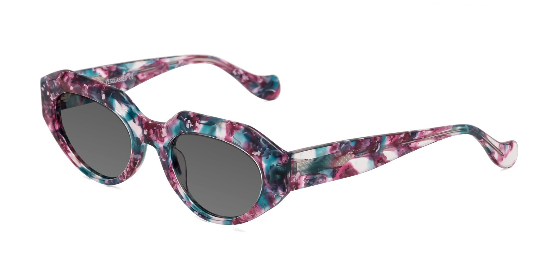 Angle of Vantis in Spring Floral with Medium Gray Tinted Lenses