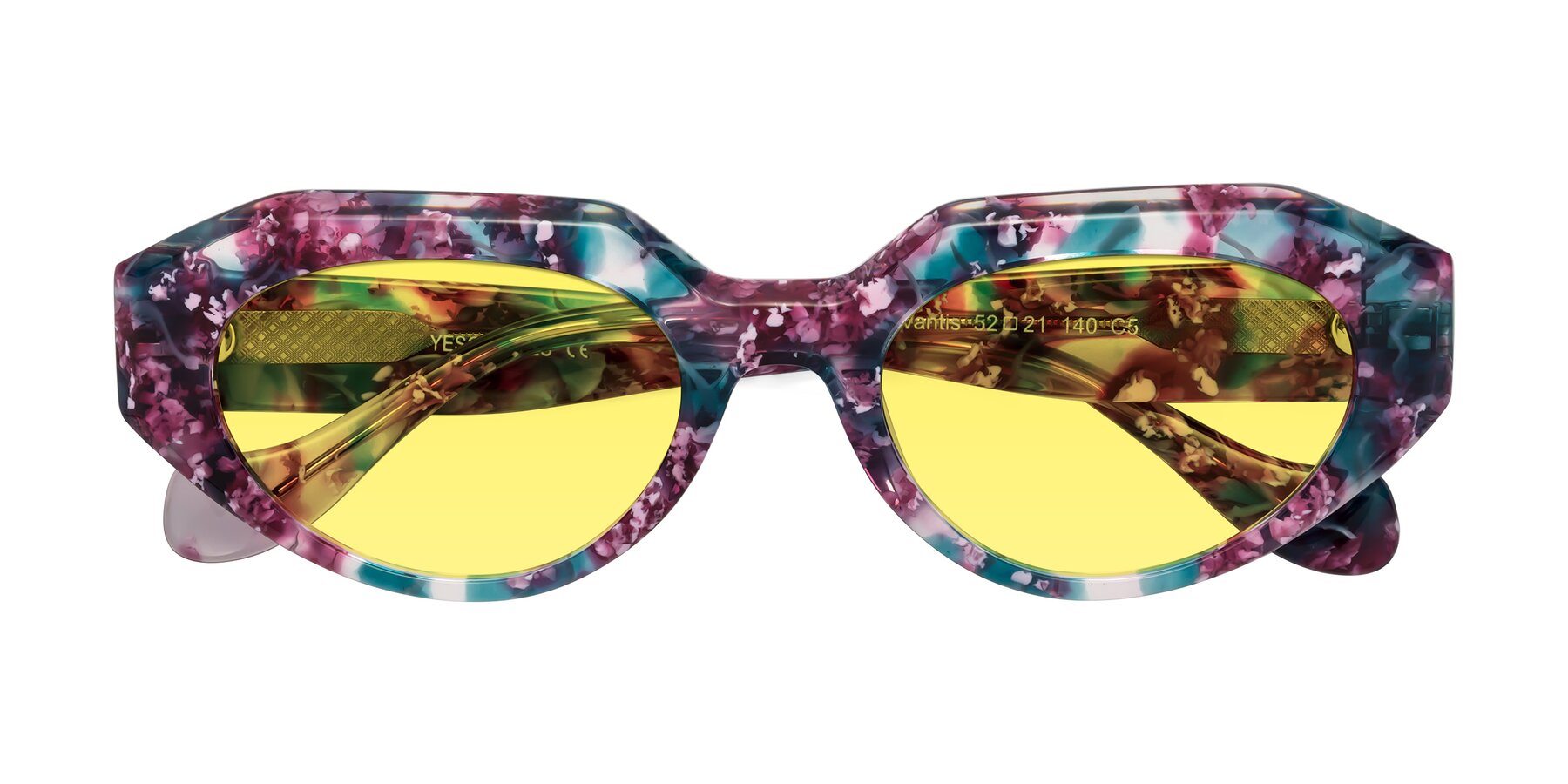 Folded Front of Vantis in Spring Floral with Medium Yellow Tinted Lenses