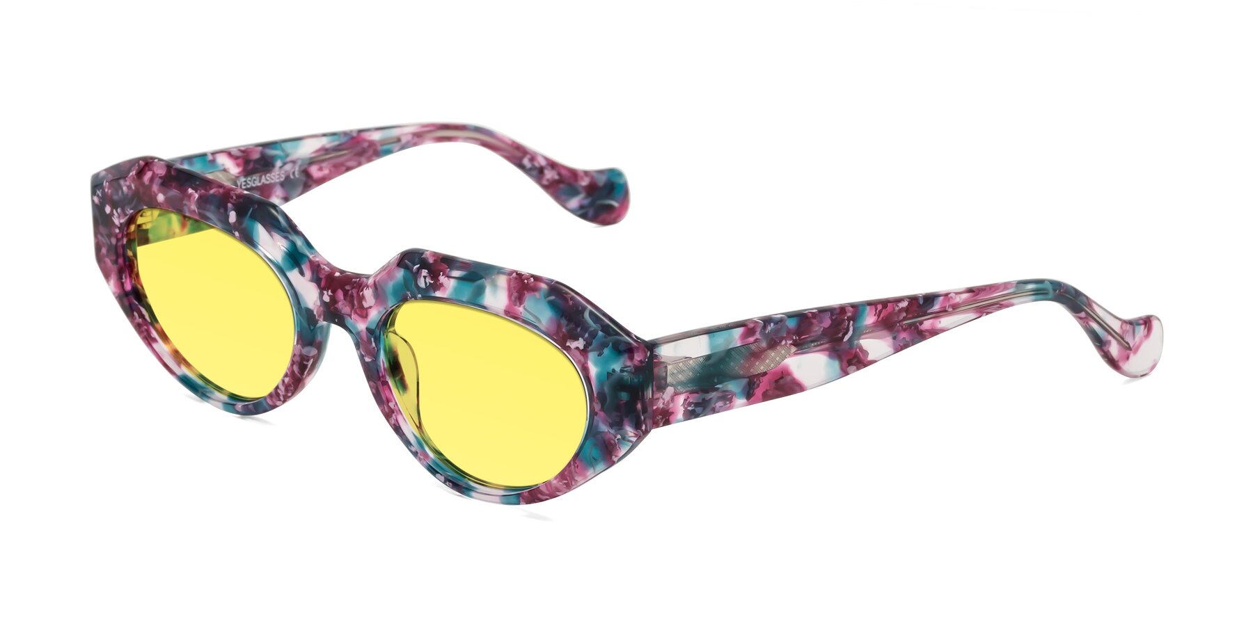 Angle of Vantis in Spring Floral with Medium Yellow Tinted Lenses