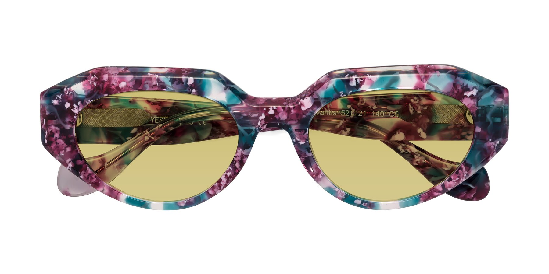 Folded Front of Vantis in Spring Floral with Medium Champagne Tinted Lenses