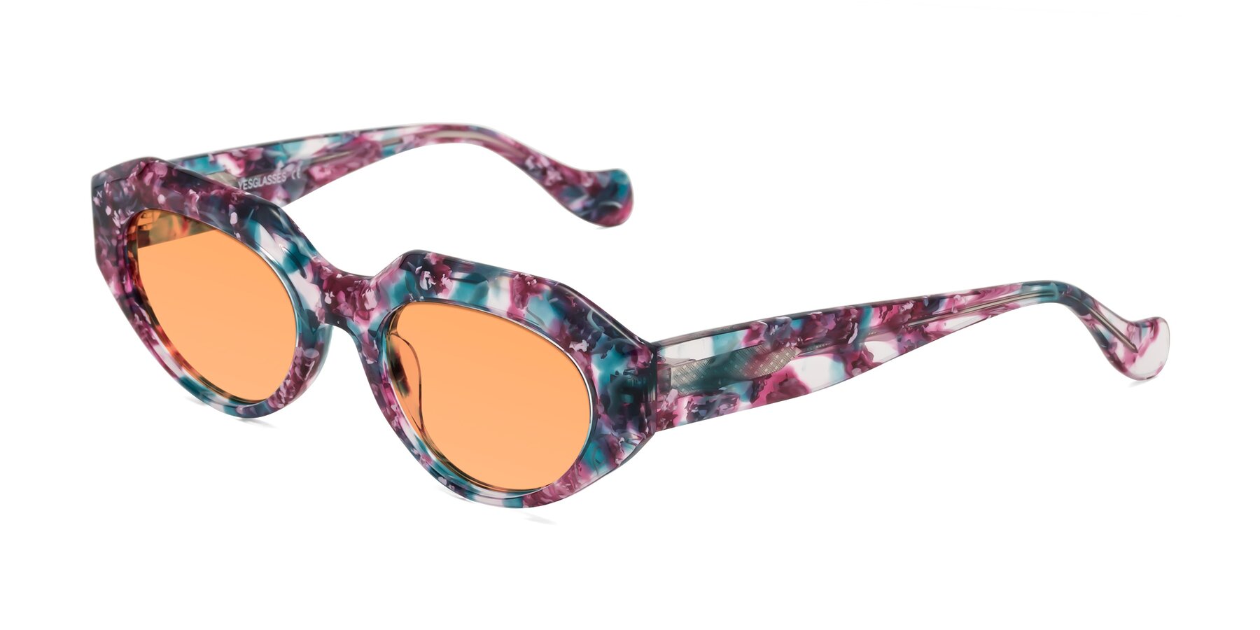 Angle of Vantis in Spring Floral with Medium Orange Tinted Lenses