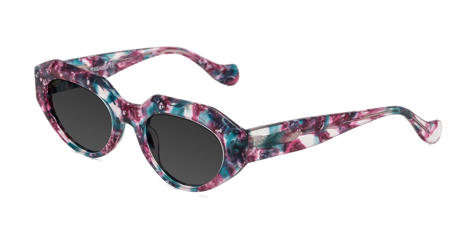 Angle of Vantis in Spring Floral with Gray Tinted Lenses