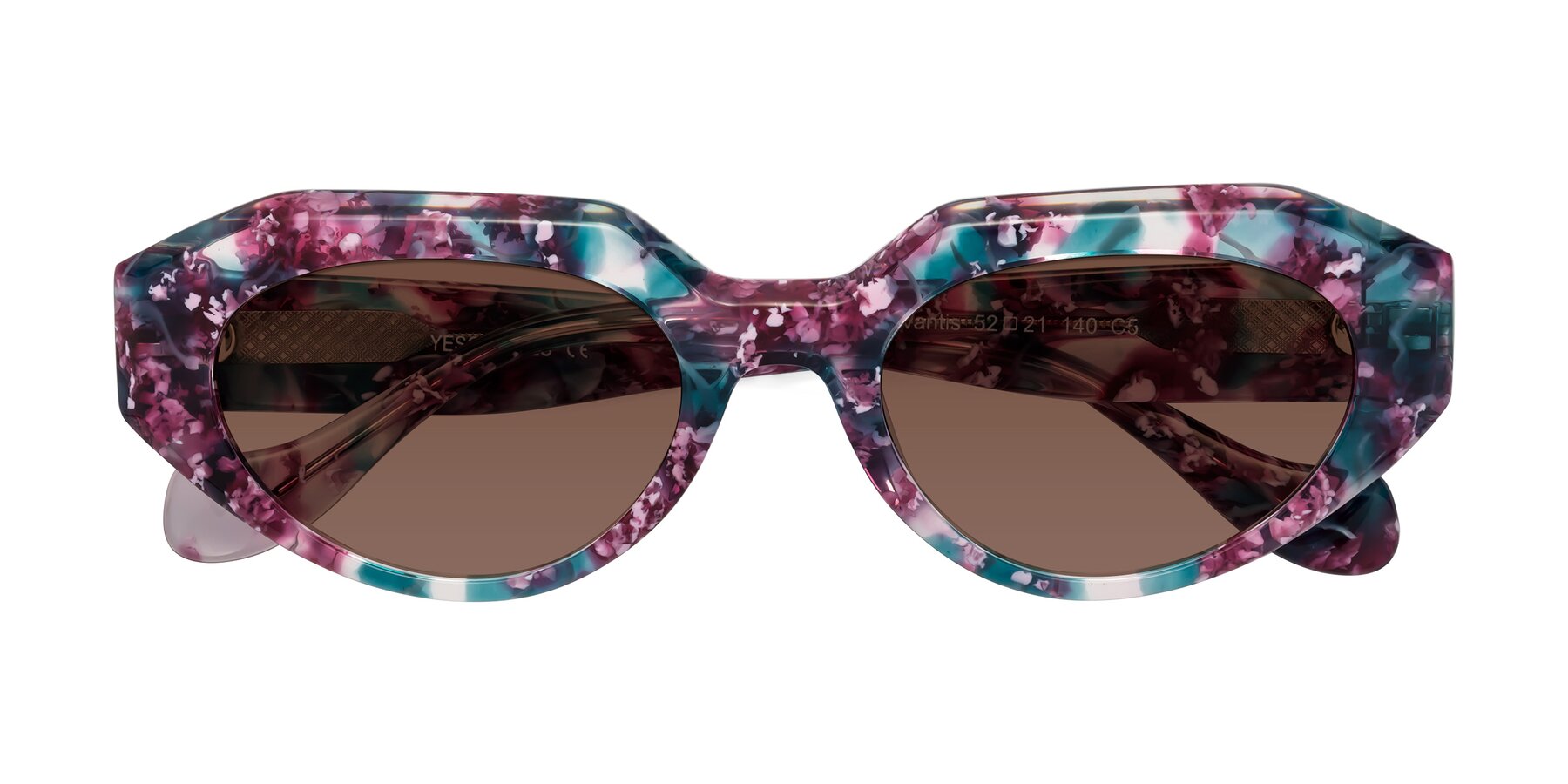 Folded Front of Vantis in Spring Floral with Brown Tinted Lenses