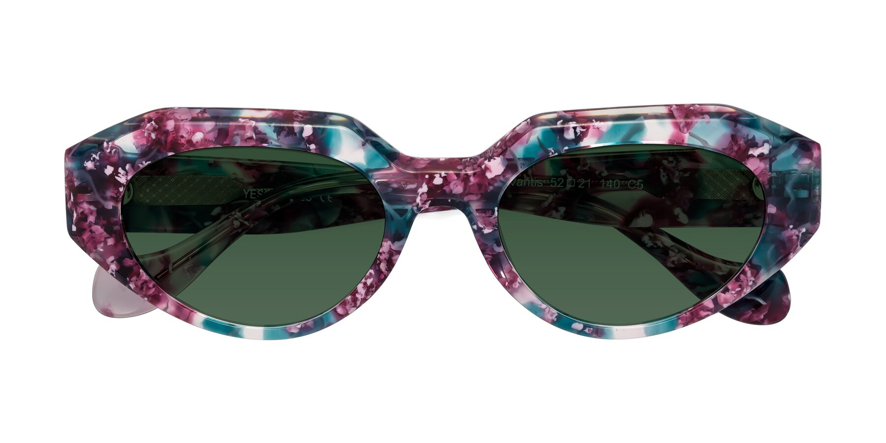 Folded Front of Vantis in Spring Floral with Green Tinted Lenses