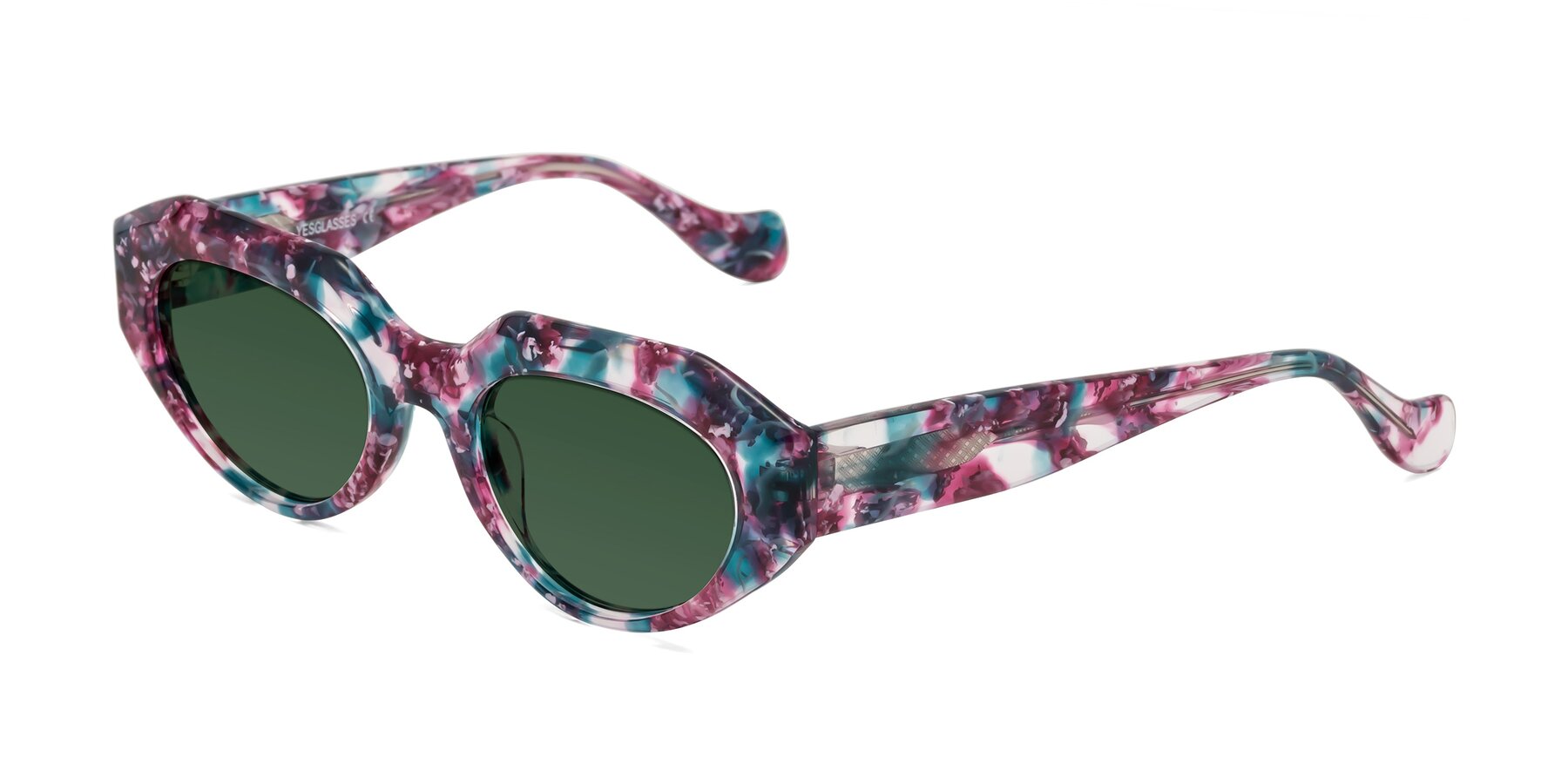 Angle of Vantis in Spring Floral with Green Tinted Lenses
