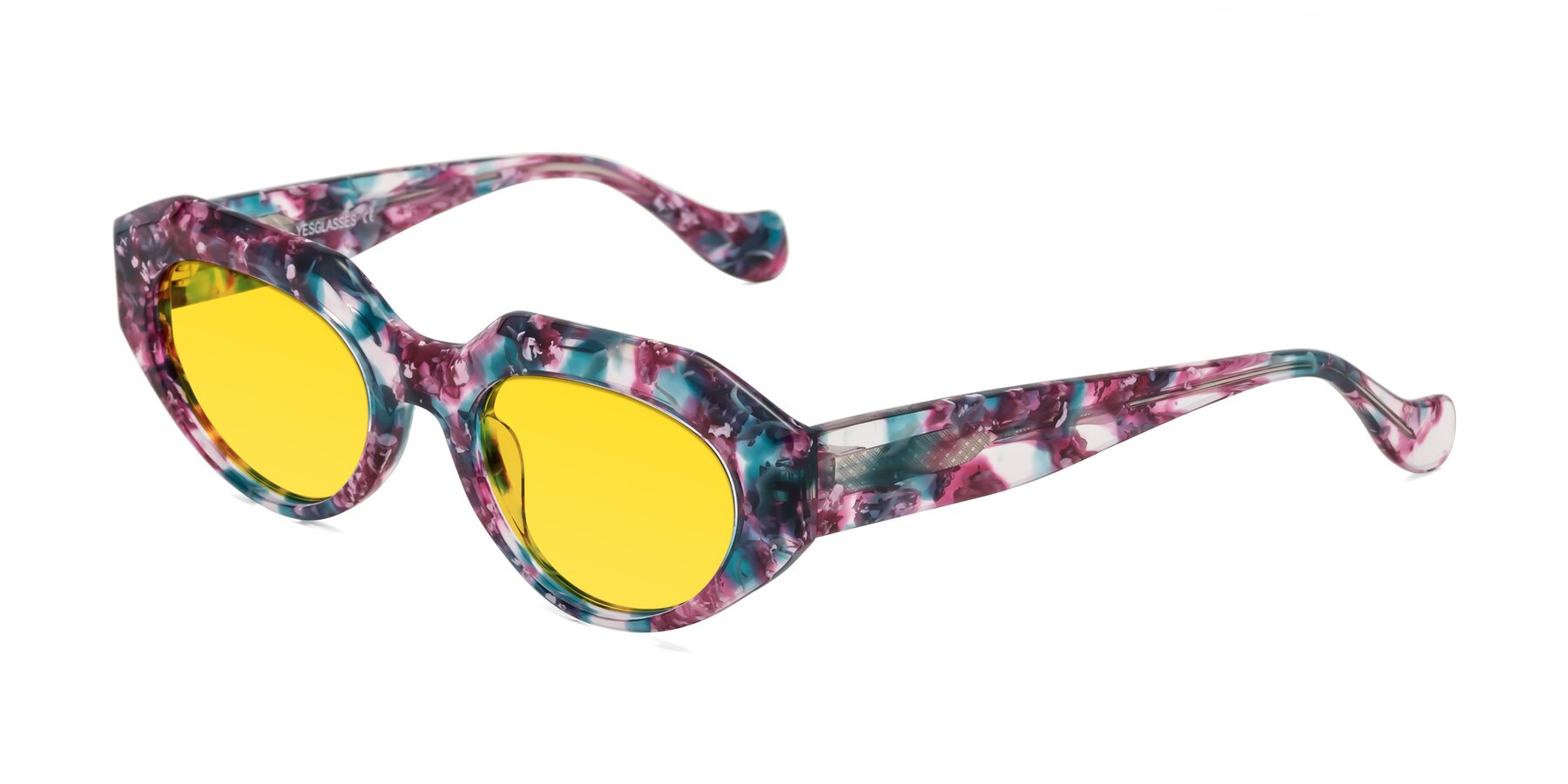 Angle of Vantis in Spring Floral with Yellow Tinted Lenses