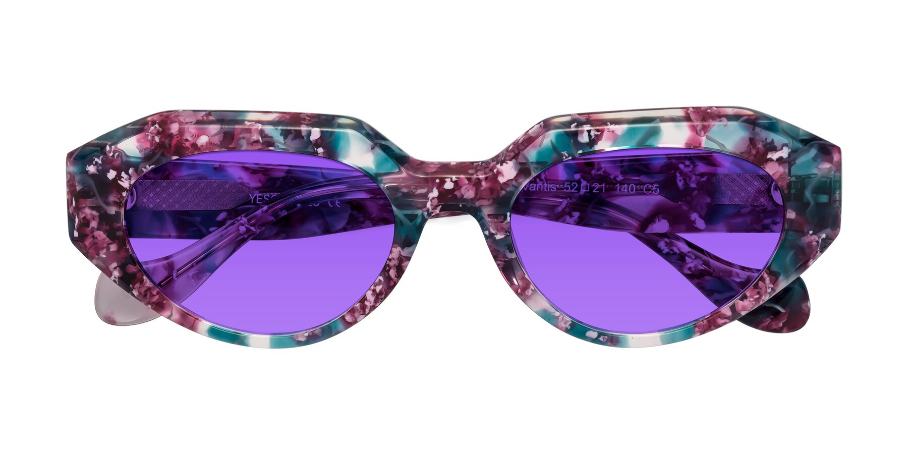 Folded Front of Vantis in Spring Floral with Purple Tinted Lenses