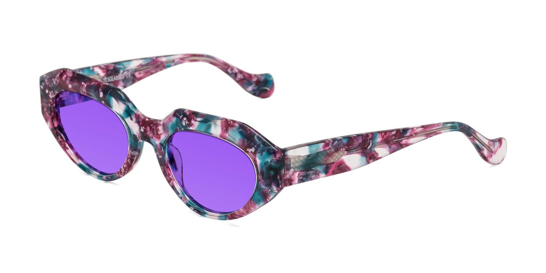 Angle of Vantis in Spring Floral with Purple Tinted Lenses