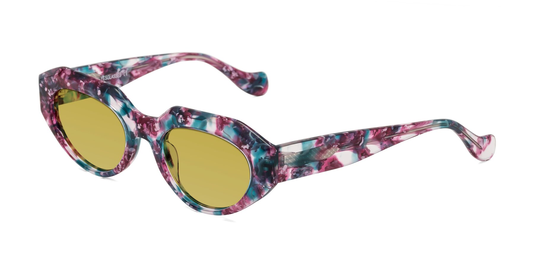 Angle of Vantis in Spring Floral with Champagne Tinted Lenses