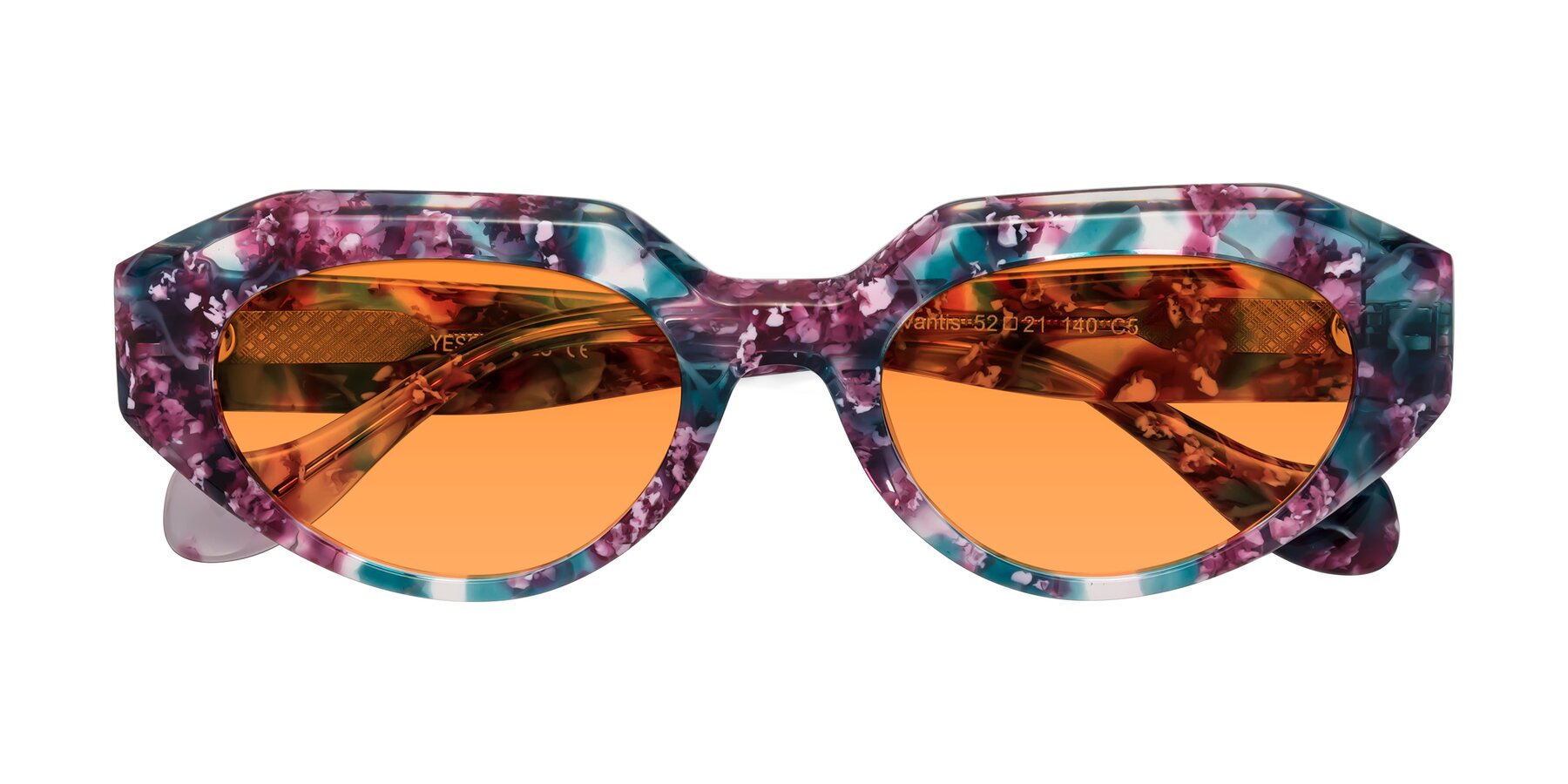 Folded Front of Vantis in Spring Floral with Orange Tinted Lenses
