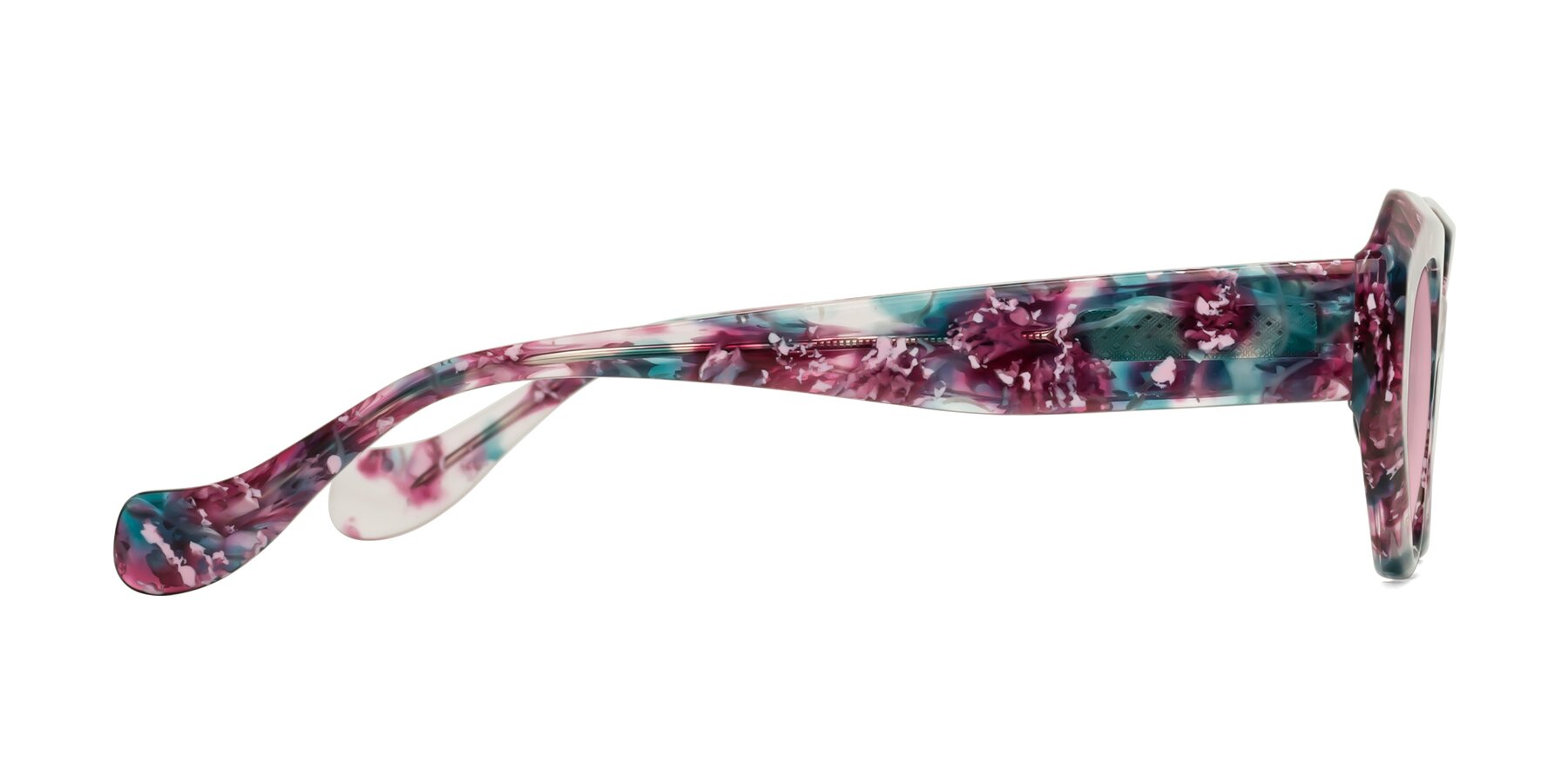 Side of Vantis in Spring Floral with Light Wine Tinted Lenses